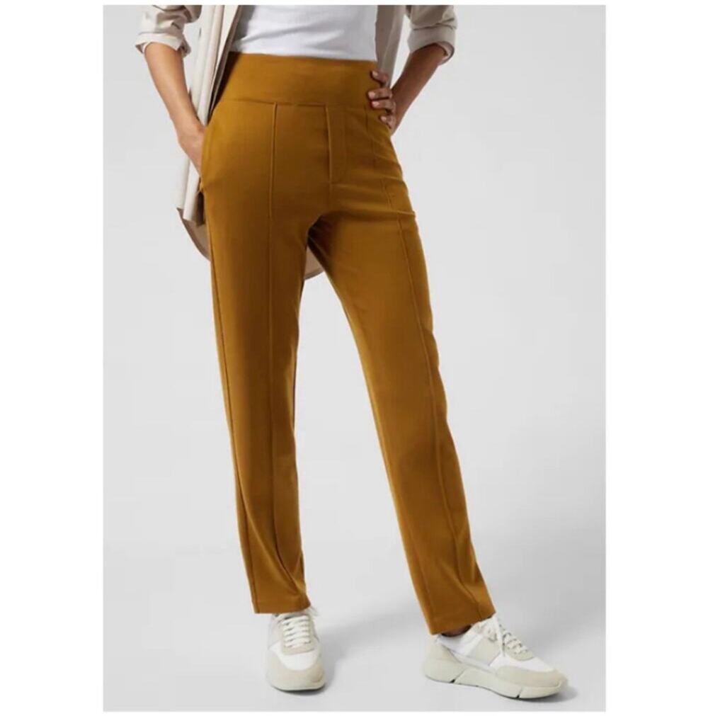 Athleta Pants Womens 2 Brass Yellow Eastbound Straight Pull On Stretch Travel